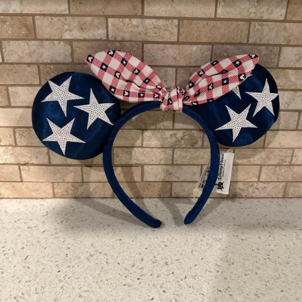 Disney Parks‎ Headband Minnie Mouse Ears  America Patriotic Flag g4